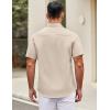 COOFANDY Mens Short Sleeve Casual Button Down Shirts Summer Untucked Dress Shirts with Pocket(Khaki)
