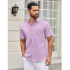 COOFANDY Mens Short Sleeve Casual Button Down Shirts Summer Untucked Dress Shirts with Pocket(Lavender)