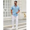 COOFANDY Mens Short Sleeve Casual Button Down Shirts Summer Untucked Dress Shirts with Pocket(Light Blue)