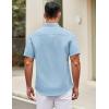 COOFANDY Mens Short Sleeve Casual Button Down Shirts Summer Untucked Dress Shirts with Pocket(Light Blue)