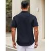 COOFANDY Mens Short Sleeve Casual Button Down Shirts Summer Untucked Dress Shirts with Pocket(Navy Blue)