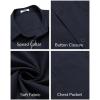 COOFANDY Mens Short Sleeve Casual Button Down Shirts Summer Untucked Dress Shirts with Pocket(Navy Blue)