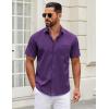 COOFANDY Mens Short Sleeve Casual Button Down Shirts Summer Untucked Dress Shirts with Pocket(Purple)
