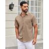 COOFANDY Mens Short Sleeve Casual Button Down Shirts Summer Untucked Dress Shirts with Pocket(Sesame)