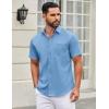COOFANDY Mens Short Sleeve Casual Button Down Shirts Summer Untucked Dress Shirts with Pocket(Sky Blue)