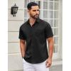COOFANDY Mens Short Sleeve Casual Button Down Shirts Summer Untucked Dress Shirts with Pocket(White Dot-black)