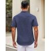 COOFANDY Mens Short Sleeve Casual Button Down Shirts Summer Untucked Dress Shirts with Pocket(White Dot-navy Blue)