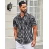 COOFANDY Mens Short Sleeve Casual Button Down Shirts Summer Untucked Dress Shirts with Pocket(White Floral-black)