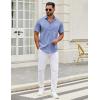 COOFANDY Mens Short Sleeve Casual Button Down Shirts Summer Untucked Dress Shirts with Pocket(White Stripe-blue)
