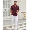 COOFANDY Mens Short Sleeve Casual Button Down Shirts Summer Untucked Dress Shirts with Pocket(Wine Red)