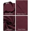 COOFANDY Mens Short Sleeve Casual Button Down Shirts Summer Untucked Dress Shirts with Pocket(Wine Red)