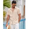 COOFANDY Mens Short Sleeve Cuban Guayabera Shirt Casual Summer Beach Button Down Shirts(A-champagne)