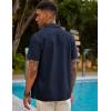 COOFANDY Mens Short Sleeve Cuban Guayabera Shirt Casual Summer Beach Button Down Shirts(A-navy Blue)