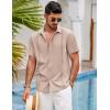 COOFANDY Mens Short Sleeve Cuban Guayabera Shirt Casual Summer Beach Button Down Shirts(Apricot)