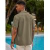 COOFANDY Mens Short Sleeve Cuban Guayabera Shirt Casual Summer Beach Button Down Shirts(Army Green)