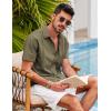 COOFANDY Mens Short Sleeve Cuban Guayabera Shirt Casual Summer Beach Button Down Shirts(Army Green)