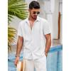 COOFANDY Mens Short Sleeve Cuban Guayabera Shirt Casual Summer Beach Button Down Shirts(A-white)