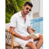 COOFANDY Mens Short Sleeve Cuban Guayabera Shirt Casual Summer Beach Button Down Shirts(A-white)