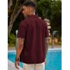 COOFANDY Mens Short Sleeve Cuban Guayabera Shirt Casual Summer Beach Button Down Shirts(A-wine Red)