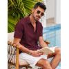 COOFANDY Mens Short Sleeve Cuban Guayabera Shirt Casual Summer Beach Button Down Shirts(A-wine Red)