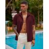 COOFANDY Mens Short Sleeve Cuban Guayabera Shirt Casual Summer Beach Button Down Shirts(A-wine Red)