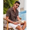 COOFANDY Mens Short Sleeve Cuban Guayabera Shirt Casual Summer Beach Button Down Shirts(Brown)