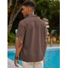 COOFANDY Mens Short Sleeve Cuban Guayabera Shirt Casual Summer Beach Button Down Shirts(Brown)