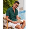 COOFANDY Mens Short Sleeve Cuban Guayabera Shirt Casual Summer Beach Button Down Shirts(Dark Green)