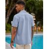 COOFANDY Mens Short Sleeve Cuban Guayabera Shirt Casual Summer Beach Button Down Shirts(Light Blue)