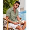 COOFANDY Mens Short Sleeve Cuban Guayabera Shirt Casual Summer Beach Button Down Shirts(Light Green)
