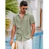 COOFANDY Mens Short Sleeve Cuban Guayabera Shirt Casual Summer Beach Button Down Shirts(Light Green)
