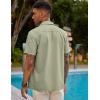 COOFANDY Mens Short Sleeve Cuban Guayabera Shirt Casual Summer Beach Button Down Shirts(Light Green)