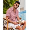 COOFANDY Mens Short Sleeve Cuban Guayabera Shirt Casual Summer Beach Button Down Shirts(Light Pink)