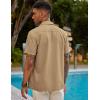 COOFANDY Mens Short Sleeve Cuban Guayabera Shirt Casual Summer Beach Button Down Shirts(Light Tan)