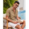 COOFANDY Mens Short Sleeve Cuban Guayabera Shirt Casual Summer Beach Button Down Shirts(Light Tan)