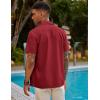 COOFANDY Mens Short Sleeve Cuban Guayabera Shirt Casual Summer Beach Button Down Shirts(Red)