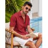 COOFANDY Mens Short Sleeve Cuban Guayabera Shirt Casual Summer Beach Button Down Shirts(Red)