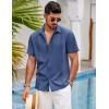 COOFANDY Mens Short Sleeve Cuban Guayabera Shirt Casual Summer Beach Button Down Shirts(Royal Blue)