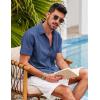 COOFANDY Mens Short Sleeve Cuban Guayabera Shirt Casual Summer Beach Button Down Shirts(Royal Blue)
