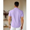 COOFANDY Men’s Short Sleeve Dress Shirts Casual Button Down Wrinkle Free Regular Fit Business Untucked Shirts(Purple Rose)