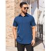 COOFANDY Men’s Short Sleeve Dress Shirts Stain Shield Button Down Shirt for Summer Business Wedding Party(Navy Blue)
