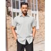 COOFANDY Men’s Short Sleeve Dress Shirts Stain Shield Button Down Shirt for Summer Business Wedding Party(White)