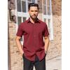 COOFANDY Men’s Short Sleeve Dress Shirts Stain Shield Button Down Shirt for Summer Business Wedding Party(Wine Red)