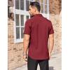 COOFANDY Men’s Short Sleeve Dress Shirts Stain Shield Button Down Shirt for Summer Business Wedding Party(Wine Red)