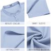 COOFANDY Men’s Short Sleeve Henley Shirts Casual Collarless Shirt Band Collar Henley Summer Beach Henley T-Shirt(Light Blue)