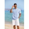 COOFANDY Men’s Short Sleeve Henley Shirts Casual Collarless Shirt Band Collar Henley Summer Beach Henley T-Shirt(Light Blue)