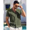 COOFANDY Men’s Short Sleeve Knit Shirt Casual Button Down Shirt Vintage Striped Knitted Golf Beach Tops(Army Green)