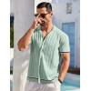 COOFANDY Men’s Short Sleeve Knit Shirt Casual Button Down Shirt Vintage Striped Knitted Golf Beach Tops(Light Green)