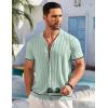 COOFANDY Men’s Short Sleeve Knit Shirt Casual Button Down Shirt Vintage Striped Knitted Golf Beach Tops(Light Green)