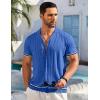 COOFANDY Men’s Short Sleeve Knit Shirt Casual Button Down Shirt Vintage Striped Knitted Golf Beach Tops(Royal Blue)